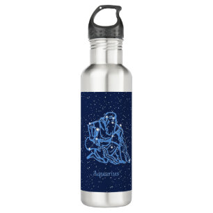 Aquarius Konstellation und Sternzeichen mit Sterne Edelstahlflasche