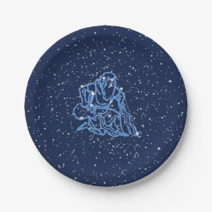 Aquarius Konstellation und Sternzeichen mit Sterne Pappteller