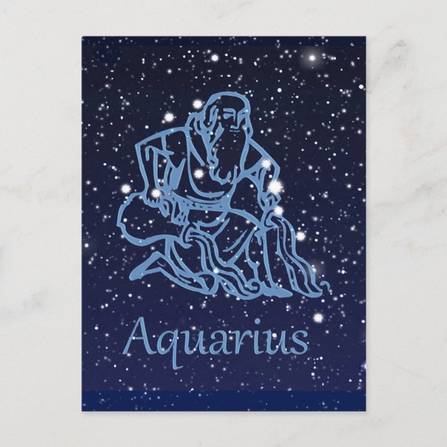 Aquarius Konstellation und Sternzeichen mit Sterne Postkarte (Vorderseite)