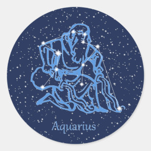 Aquarius Konstellation und Sternzeichen mit Sterne Runder Aufkleber