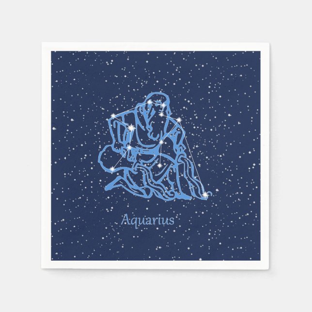 Aquarius Konstellation und Sternzeichen mit Sterne Serviette (Vorderseite)