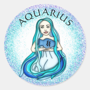 Aquarius Lady mit Wasservase Runder Aufkleber