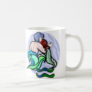 Aquarius-Malerei im Stil der 70er Jahre mit Symbol Tasse