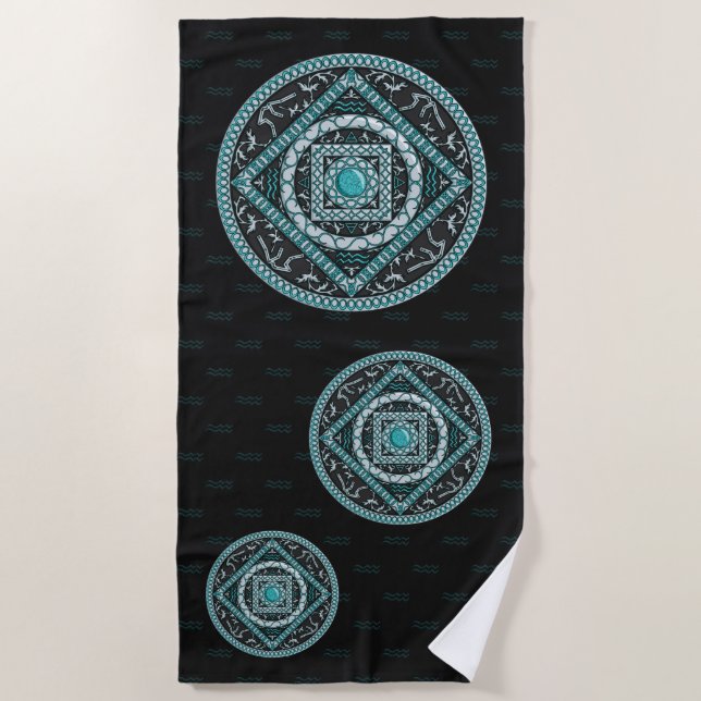 Aquarius Mandala Beach Towel Strandtuch (Vorderseite)