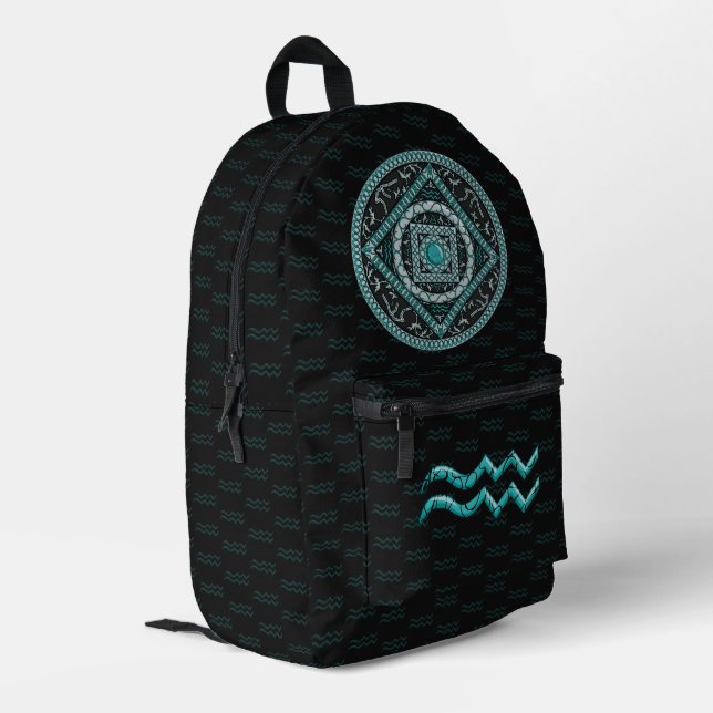 Aquarius Mandala Bedruckter Rucksack (Rückseitige Ecke links)