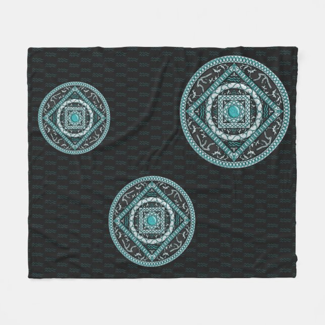 Aquarius Mandala Fleece Blanket (Vorderseite (Horizontal))