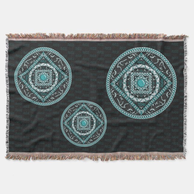 Aquarius-Mandala-Throw-Blanket Decke (Vorderseite)