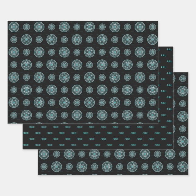 Aquarius Mandala Wrapping Paper Set Geschenkpapier Set (Set)