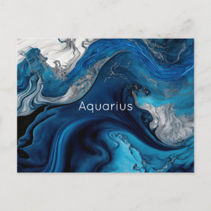 Aquarius Marble Watercolor Zodiac Postcard Postkarte