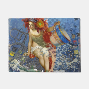Aquarius Meerjungfrau Gothic Blaue Kunst Fußmatte