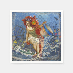 Aquarius Meerjungfrau Gothic Blaue Kunst Serviette