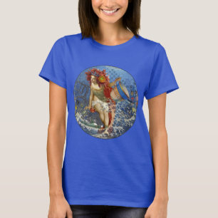 Aquarius Meerjungfrau Gothic Blaue Kunst T-Shirt