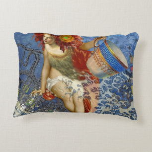 Aquarius Meerjungfrau Gothic Blaue Kunst Zierkissen