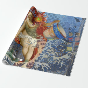 Aquarius Mermaid Gothic Blue Art Geschenkpapier
