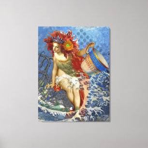Aquarius Mermaid Gothic Blue Art Leinwanddruck