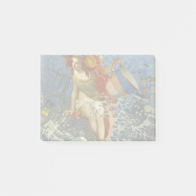 Aquarius Mermaid Gothic Blue Art Post-it Klebezettel (Vorderseite)