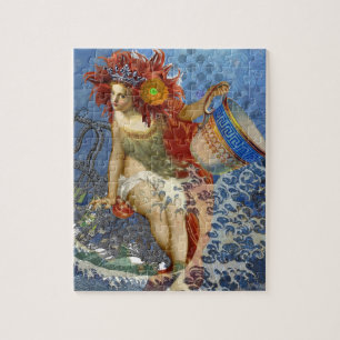 Aquarius Mermaid Gothic Blue Art Puzzle