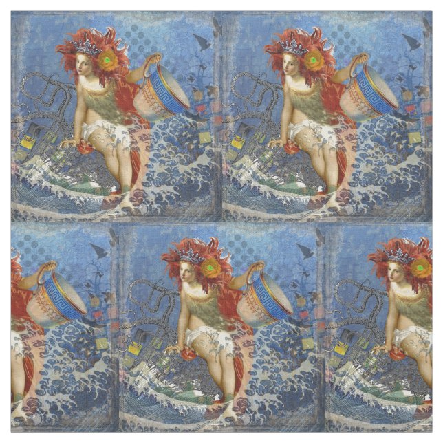 Aquarius Mermaid Gothic Blue Art Stoff (Muster)