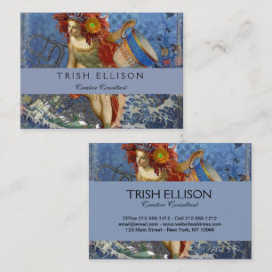 Aquarius Mermaid Gothic Blue Art Visitenkarte