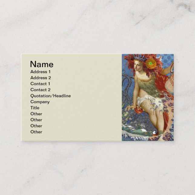 Aquarius Mermaid Gothic Blue Art Visitenkarte (Vorderseite)
