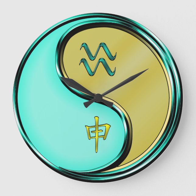 Aquarius & Metal Monkey Große Wanduhr (Vorderseite)