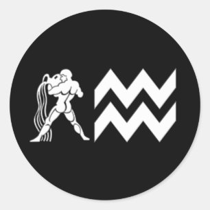 Aquarius mit Symbol Runder Aufkleber