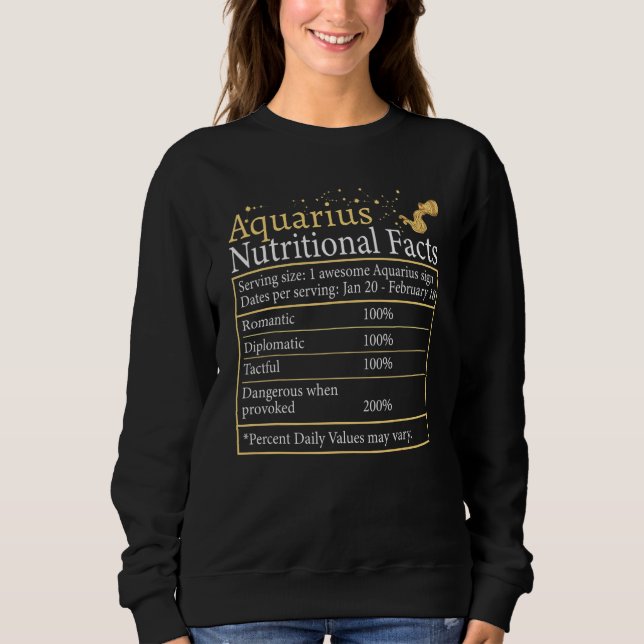 Aquarius Nutrition Astrologie Zodiac Sign Horoscop Sweatshirt (Vorderseite)