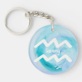 Aquarius Personalisiert Watercolor Zodiac-Zeichen Schlüsselanhänger