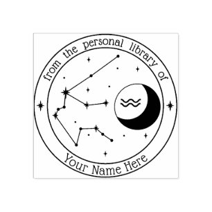 Aquarius Personalisiert Zodiac Book Briefmarke Gummistempel