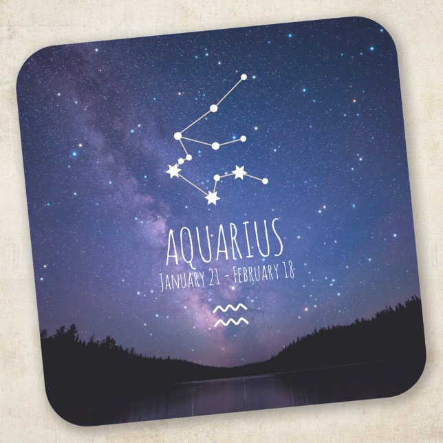 Aquarius | Personalisierte Sternbilder Quadratischer Aufkleber (Von Creator hochgeladen)