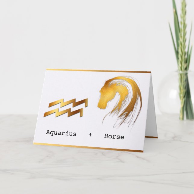 Aquarius Pferde Chinesischer Western Astrologie Ge Karte (Vorderseite)