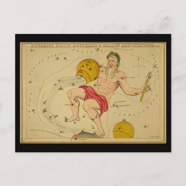 Aquarius, Piscis Australis & Ballon Aerostatique Postkarte (Vorderseite)