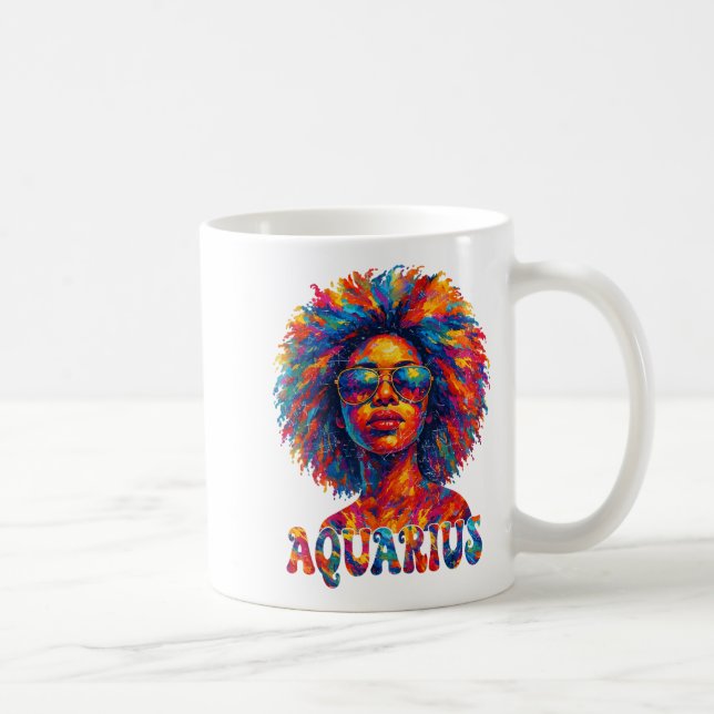 Aquarius Queen Afro Art African American Women Zod Kaffeetasse (Rechts)