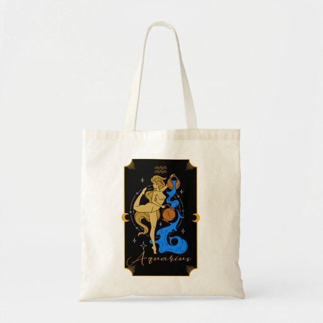 Aquarius Saucy signiert astrologische Tote-Tasche Tragetasche (Vorne)