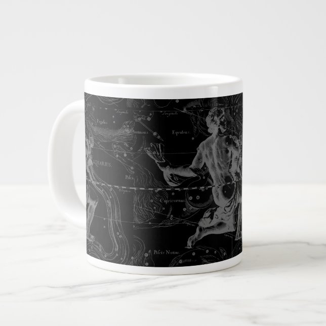 Aquarius Sign Constellation Map von Hevelius Jumbo-Tasse (Vorderseite Links)