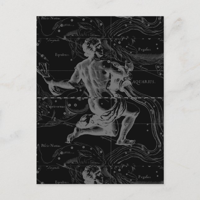 Aquarius Sign Constellation Map von Hevelius Postkarte (Vorderseite)