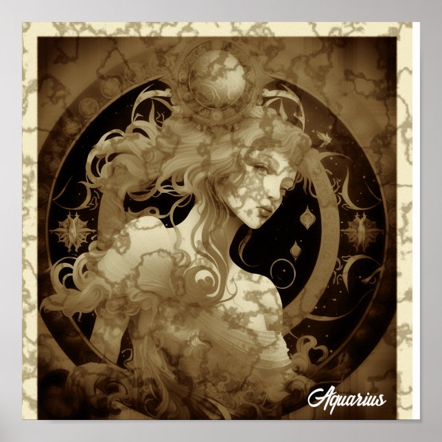 Aquarius Sign Wall Art Poster (Vorne)