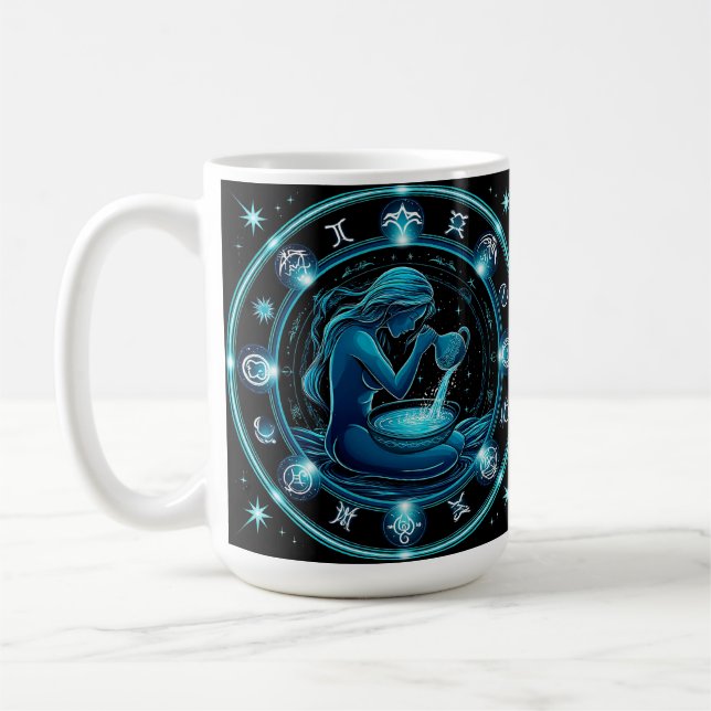 Aquarius signieren schöne digitale Illustration Kaffeetasse (Links)