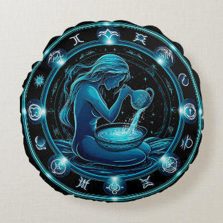 Aquarius signieren schöne digitale Illustration Rundes Kissen