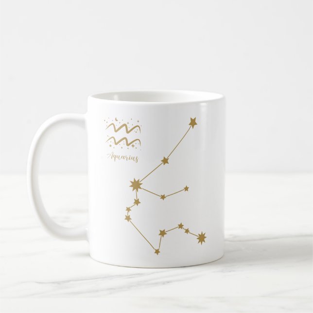 Aquarius Star Sign Gold Konstellation Kaffeetasse (Links)