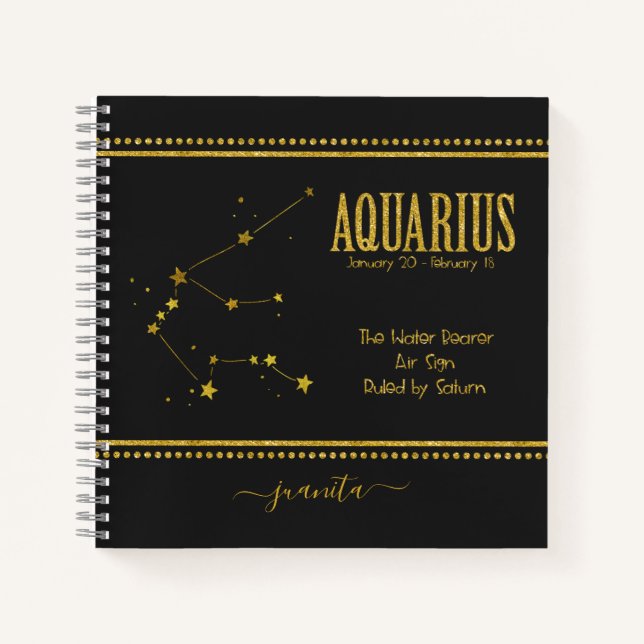 Aquarius Star Sign Notizbuch (Vorderseite)