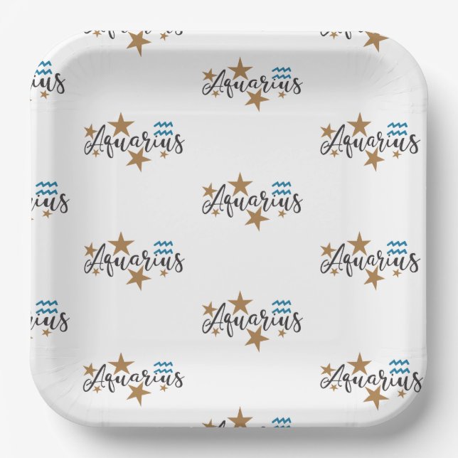 Aquarius Star Sign Pappteller (Vorderseite)
