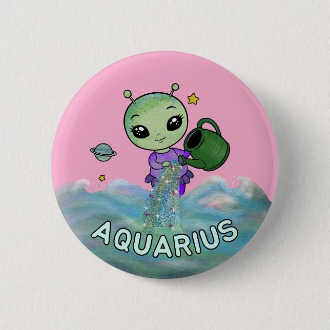 Aquarius-Stern-Sternzeichen Seegreifer Zodier Button (Vorderseite)