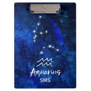 Aquarius-Sternbild Blaue Galaxie Monogramm Klemmbrett