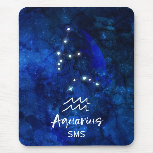 Aquarius-Sternbild Blaue Galaxie Monogramm Mousepad (Vorne)