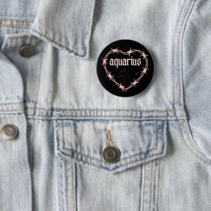 Aquarius Sternbild Gothic Dunkle Kantige Geburtsta Button