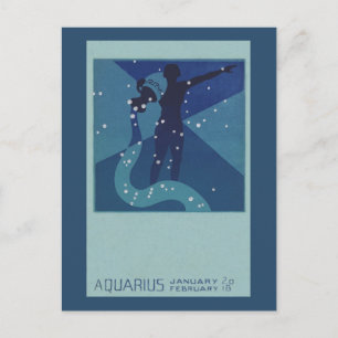 Aquarius-Sternbild, Vintage Zodiakastasenlogie Postkarte