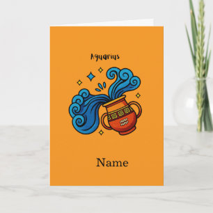 Aquarius-Sternzeichen Cartoon-Illustration Karte