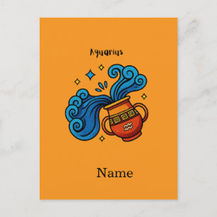 Aquarius-Sternzeichen Cartoon-Illustration Postkarte