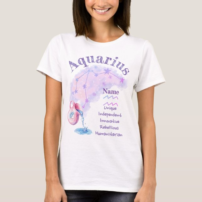 Aquarius Sternzeichen Design T-Shirt *1 (Vorderseite)